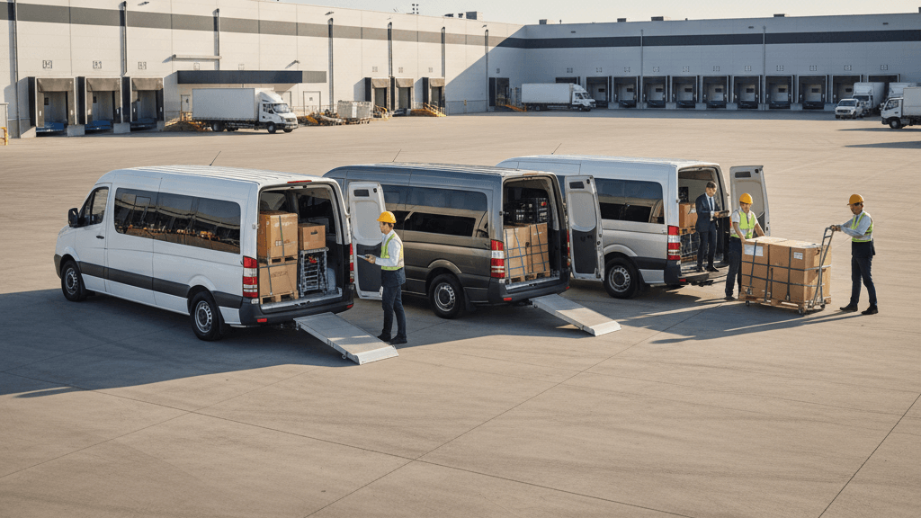 Traslado empresarial Empresa usando furgoneta 9 plazas para traslado de empleados y logística ligera en Murcia